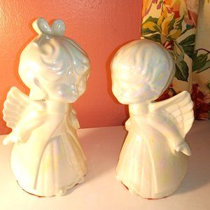 VINTAGE WHITE KISSING BOY AND GIRL KISSING 8" INCH ANGELS